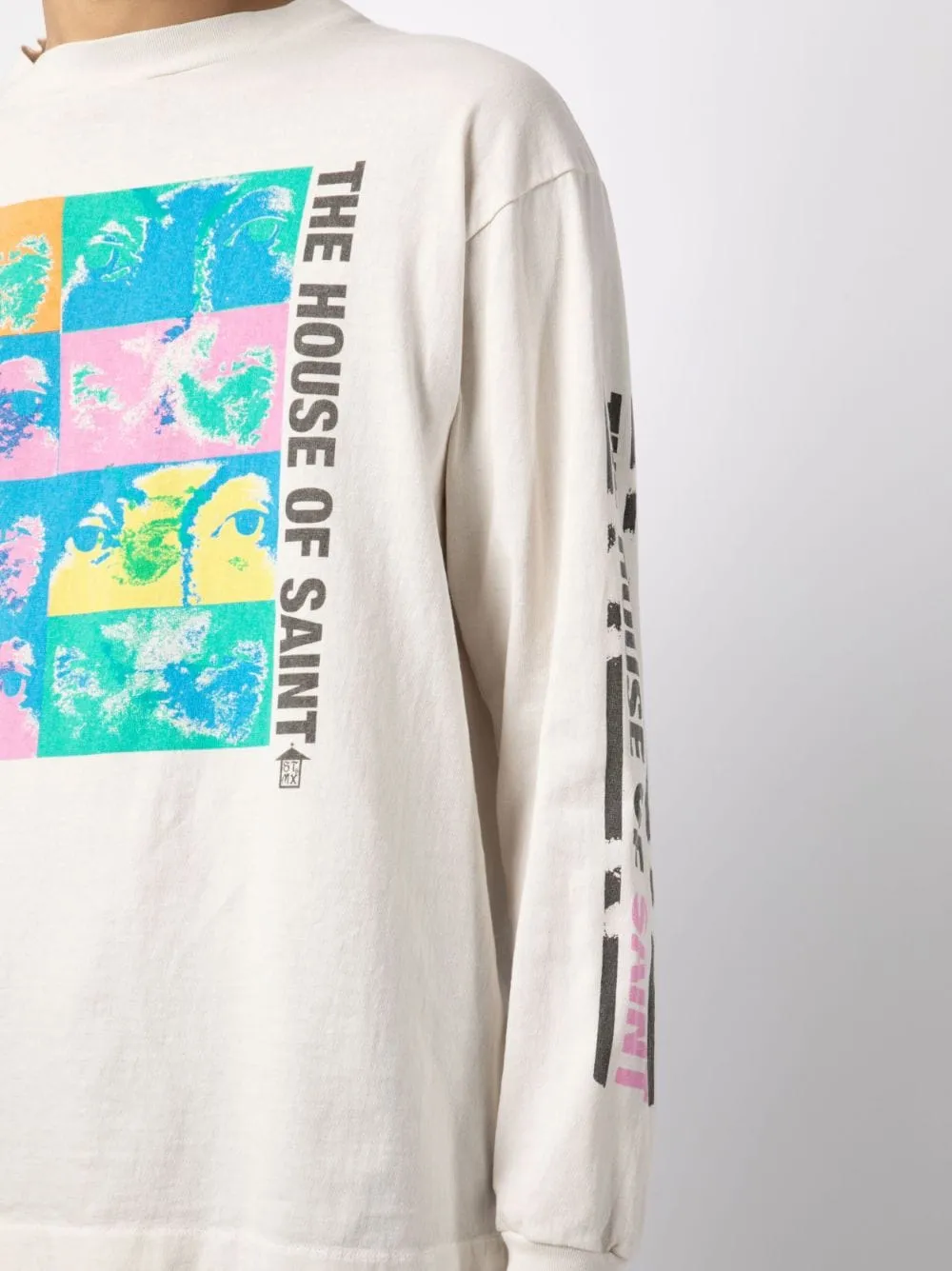 #SA62 SAINT pure cotton long-sleeved T P156 Color: White Size: S-XL